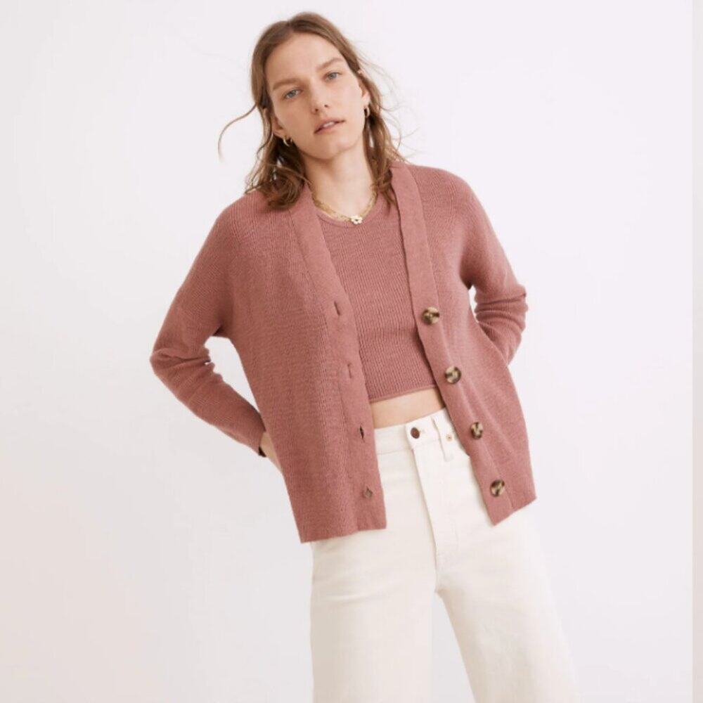 Madewell Birchmoor Cardigan Sweater in Heather Jam Size M